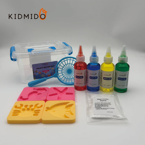 KIDMIDO Magic Water Elf Toy Kit–Squishies for Kids, 4 Gels & 4 Molds, Magic Gel Water Pets Sensory Toy, Fun DIY Craft Kit, Party Favors, Birthday & Christmas Gifts for Kids Ages 3+